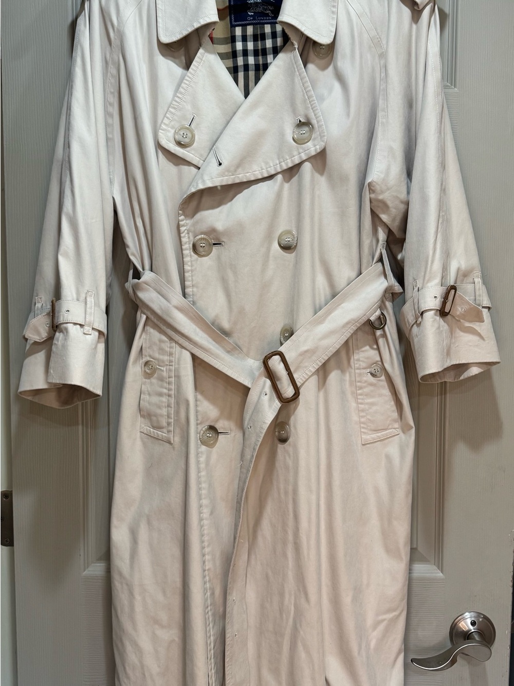 Burberry Cream Double-Breasted Trench Coat